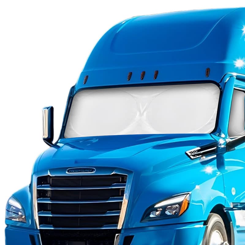 Truck front sunshade with four circles, extended full window coverage and thickened 240T silver-coated cloth sunscreen and heat insulation sunshield