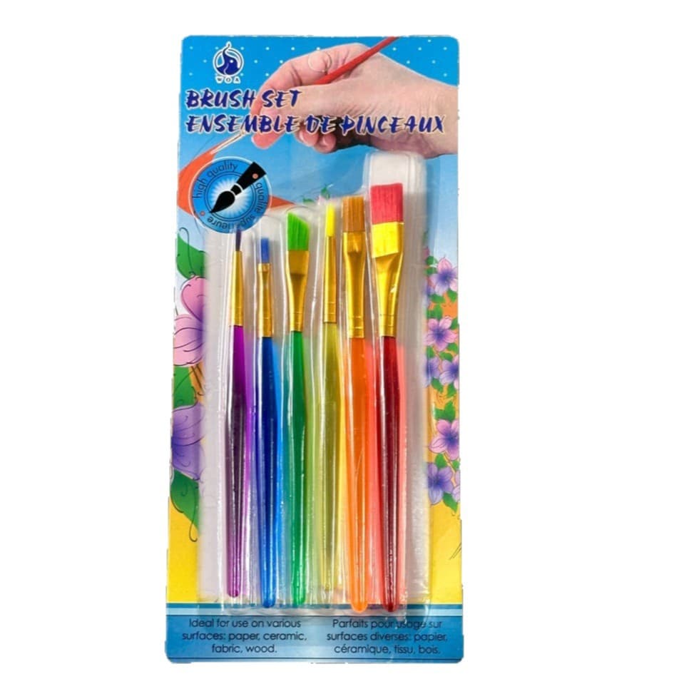 6-Piece Colorful Nylon Bristle Plastic Handle Kids DIY Painting Brushes Set Gouache Oil Paint Brush Set Art Paintbrushes