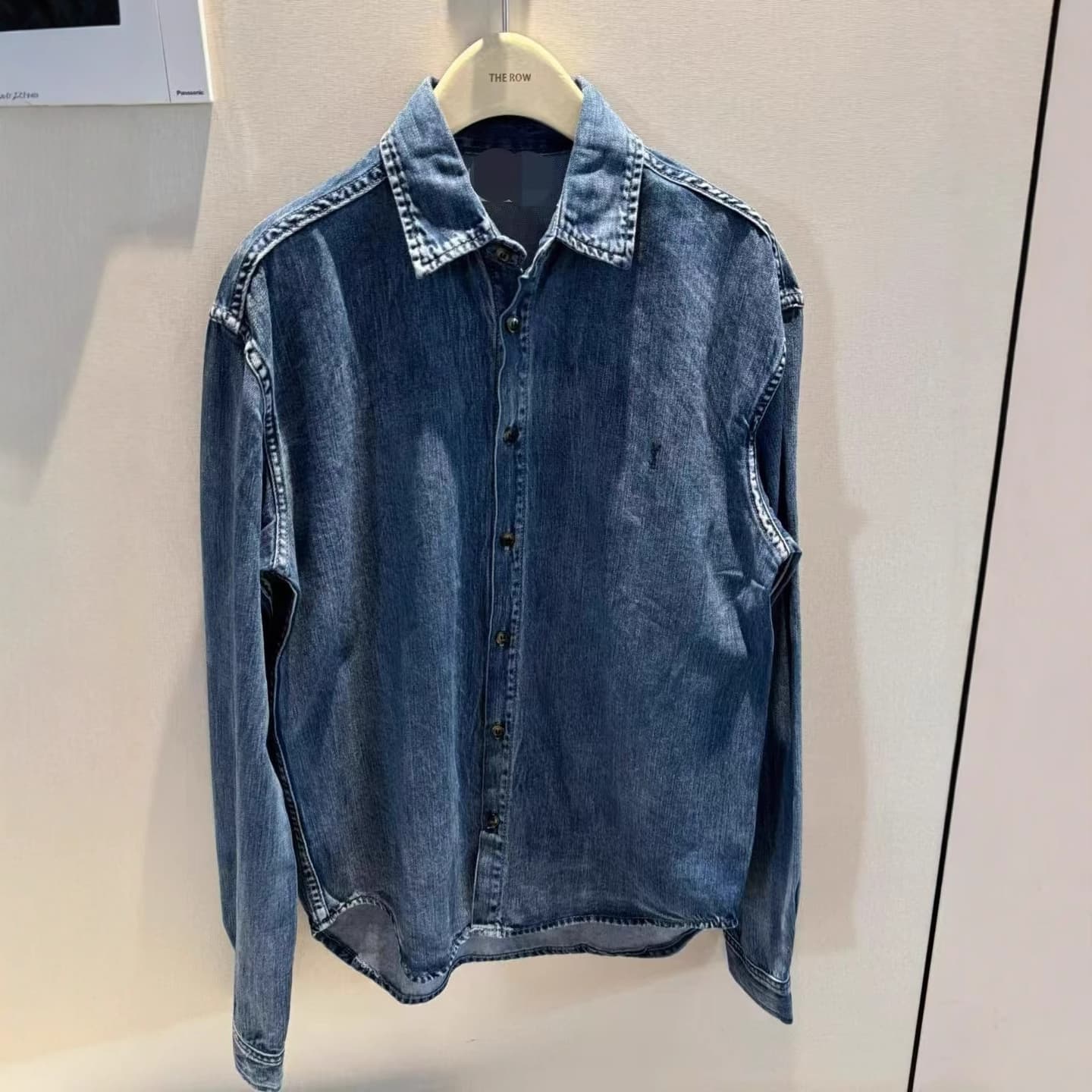 American Vintage Washed Distressed 25 Fall/Winter Letter Logo Embroidered Denim Shirt Jacket for Men and Women Couples