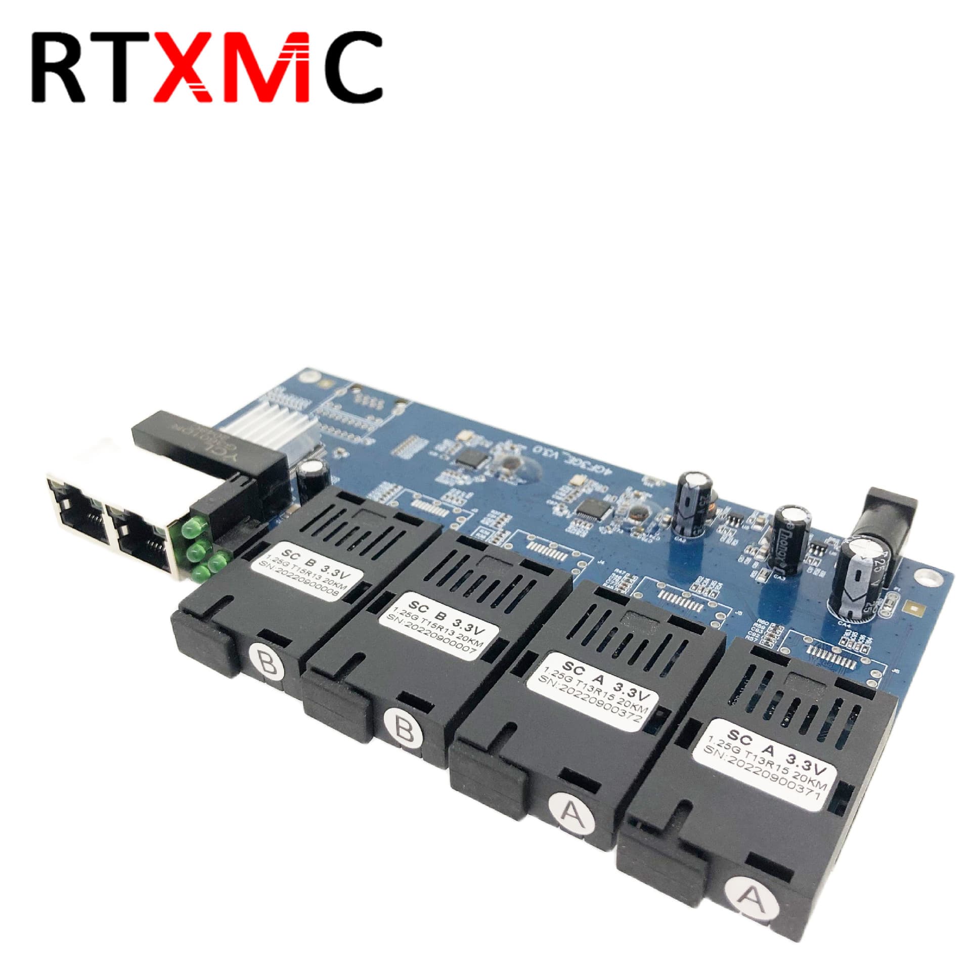 Gigabit 4 Fiber 2 Copper Single Mode Single Fiber Media Converter 1000M Fiber Switch Photoelectric Converter Board PCBA