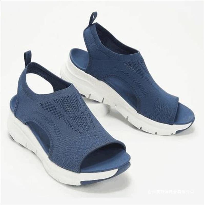 Women's Plus Size Sandals, European and American Style Summer Mesh Flat Solid Color Breathable Women's Shoes, Flat Knitted Peep Toe Sandals