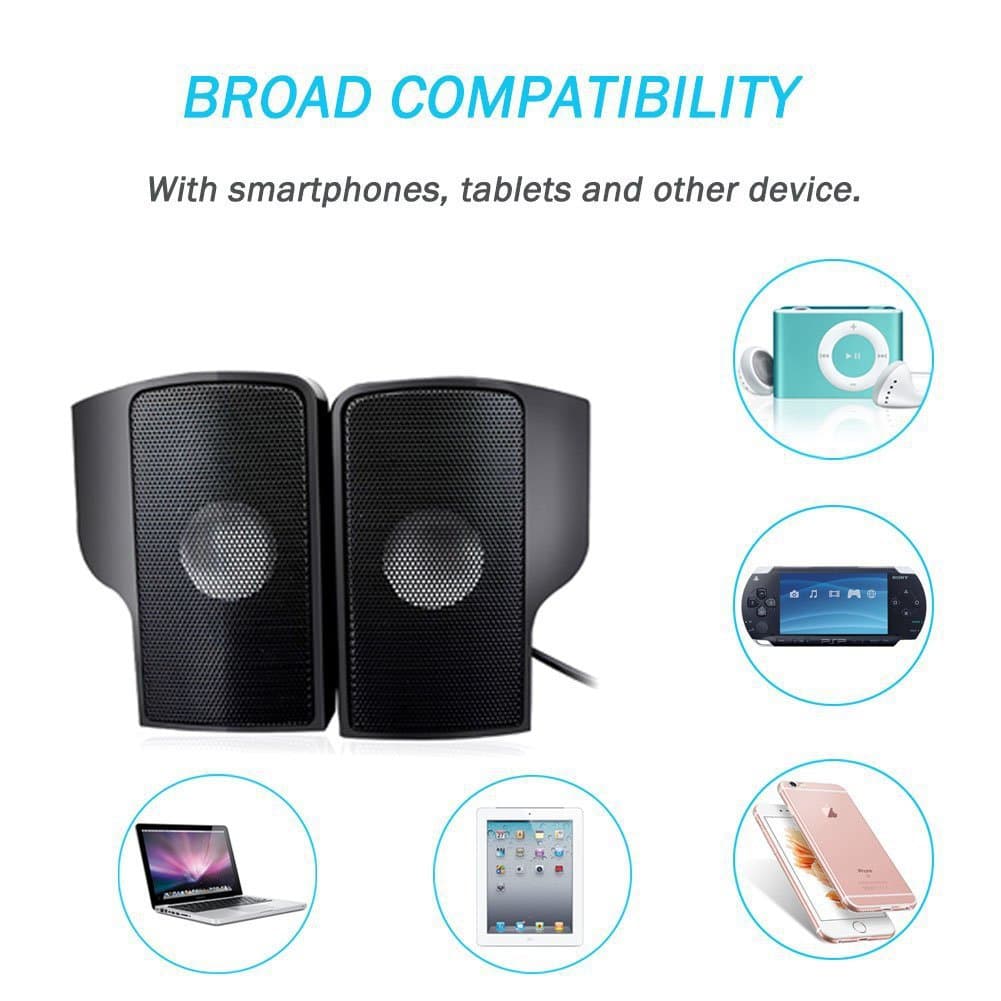 USB Clip-on Mini Portable 2.0 Desktop Speaker for PC and Laptop with Subwoofer Gift