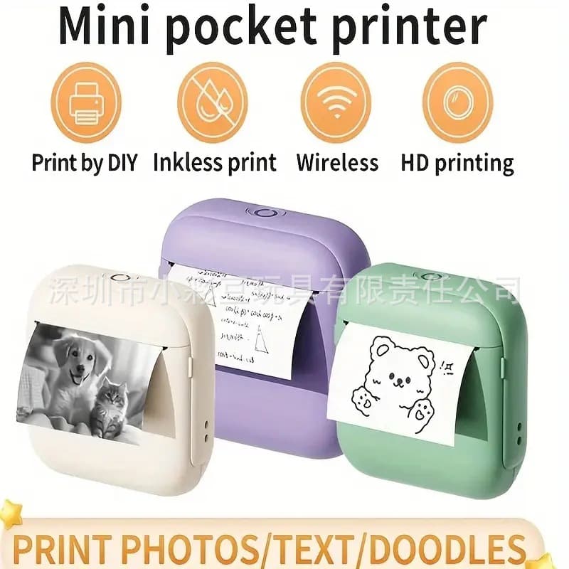 New Cross-Border Mini Printer Bluetooth Wireless Connect Phone Portable Small Home Photo Label Printer