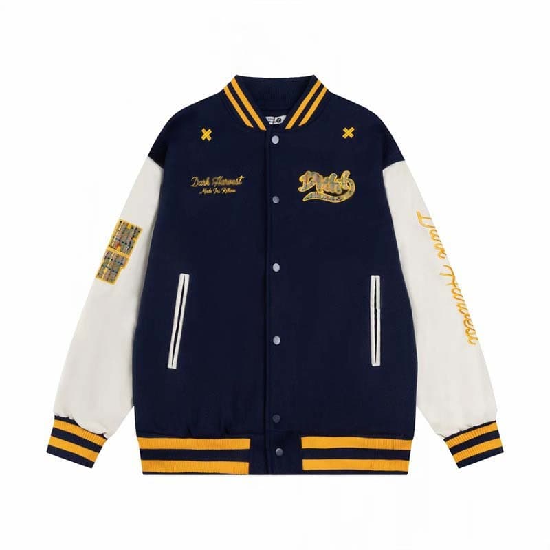 Custom American Retro Color Block Embroidery Baseball Jacket for Women, Spring New Style National Trend Loose Oversize Coat