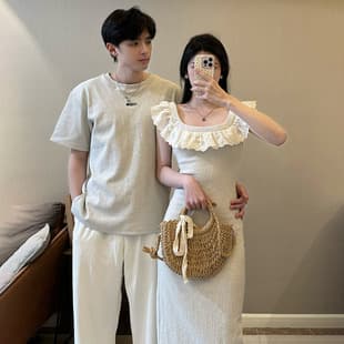 2024 Summer New Couple Outfits Tight Long Preppy Dress Sleeveless