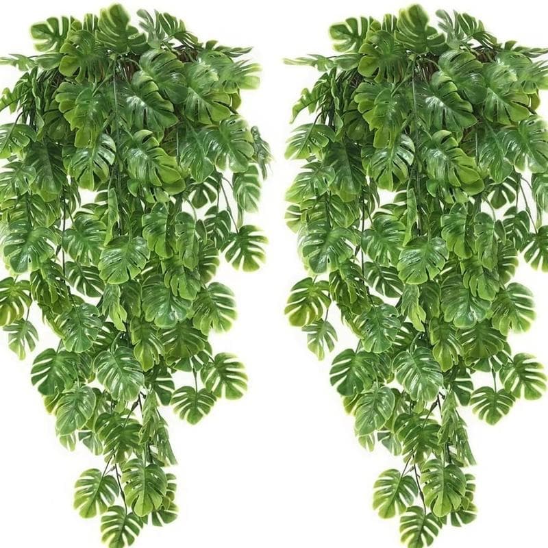 Cross-border Artificial Rattan Wall Hanging Simulated Green Plant 69-Mesh Monstera Hanging Vine Artificial Flower Home Decoration Fake Plant
