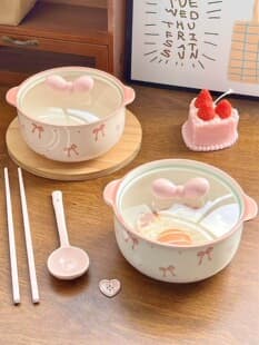 Soup Bowl Ceramic Instant Noodle Bowl Dormitory Student Bowl Personal High Appearance Bowl Special Bowl Wholesale Free Shipping