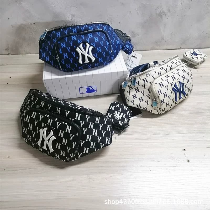 Korean MLB Digital Print Waist Bag Chest Bag Yankees Full Logo Crossbody Shoulder Bag New Women's Bag