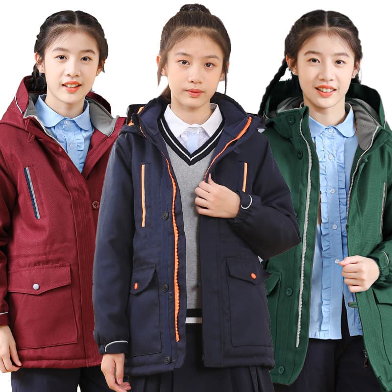 Primary/secondary student uniform cotton-padded coat, youth windbreaker winter mid-length thick padded jacket manufacturer direct shipping