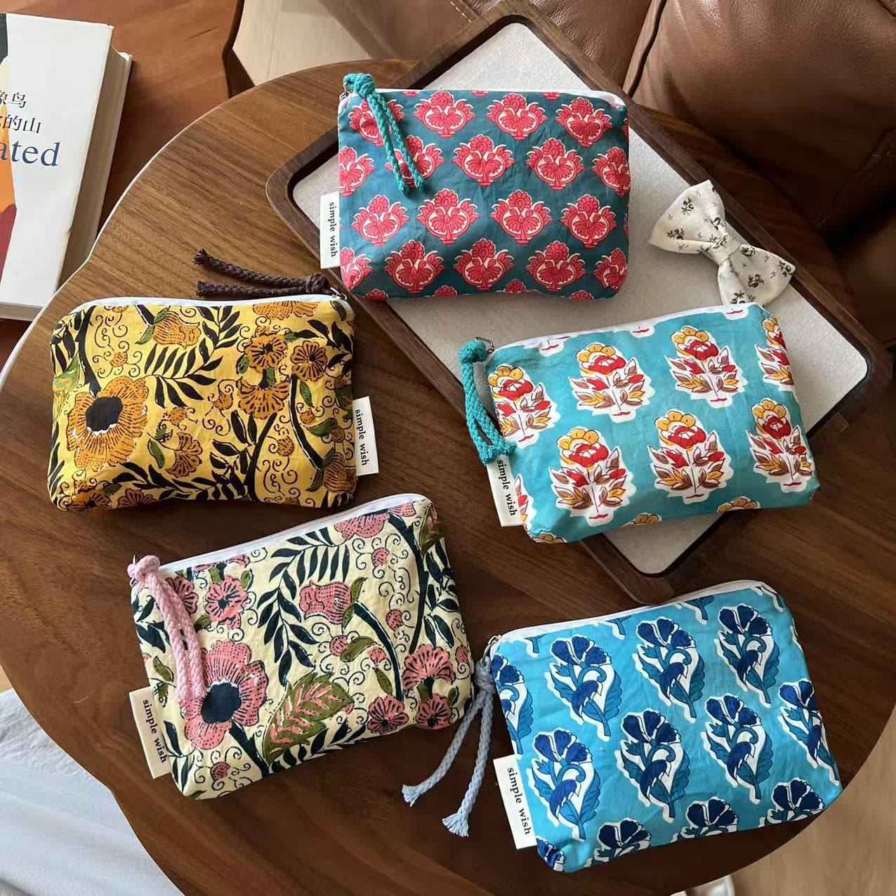 [Suxi Cloth Bag] Retro Indian Style Printed Cotton Mini Coin Purse Card Holder Mini Storage Bag Menstrual Bag