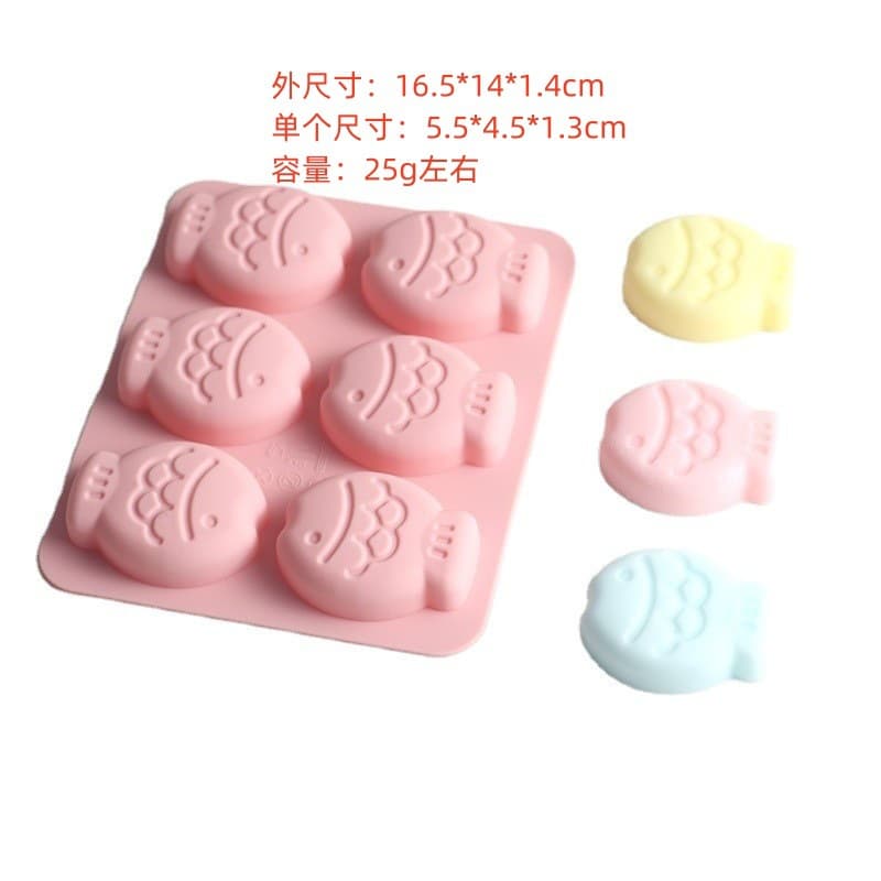6-Cavity Small Fish Taiyaki Wax Bottle Candy Mold Silicone Bowl Cake Squeeze Toy DIY Plaster Doll White Blank Mold