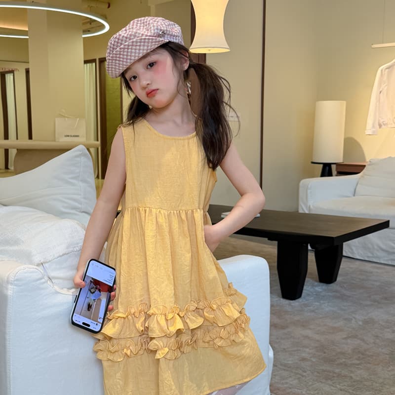 Hua Yu Xun Girls' Dress 2026 Summer New Forest Style Sleeveless Pleated Vest Dress Breathable Loose Casual Dress