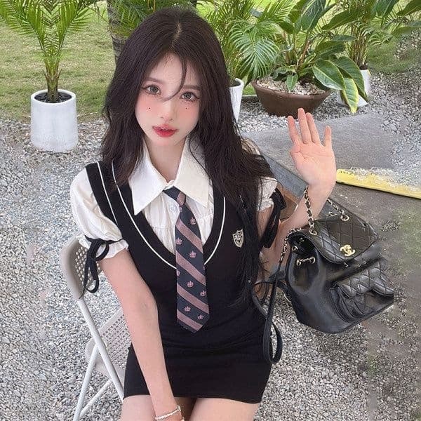 Summer Dress Women College Style Korean Sweet Spicy Temperament Short Skirt Bodycon Skirt Uniform Women