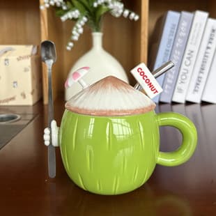 Birthday Gift Creative Couple Ceramic Mug, Graduation Gift Valentine's Day Gift for Women, Personalized Coconut Water Cup
