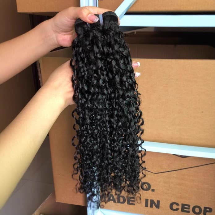 Double Drawn Pixie Curls Vietnamese Human Hair Weft Human Hair Extensions