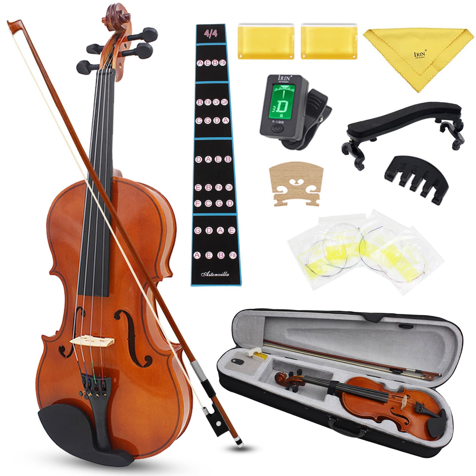 Cross-border Violin Set Popular Beginner Violin Basswood Violin for Children Students Adults Practice Violin