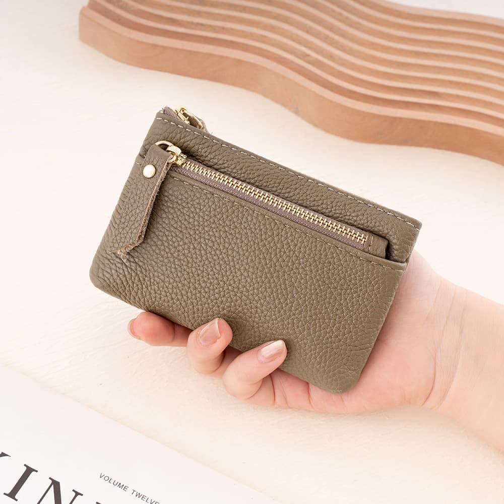 Women's Mini Wallet Ins Style Korean Cowhide Card Holder and Wallet All-in-One, Thin and Compact Genuine Leather Purse