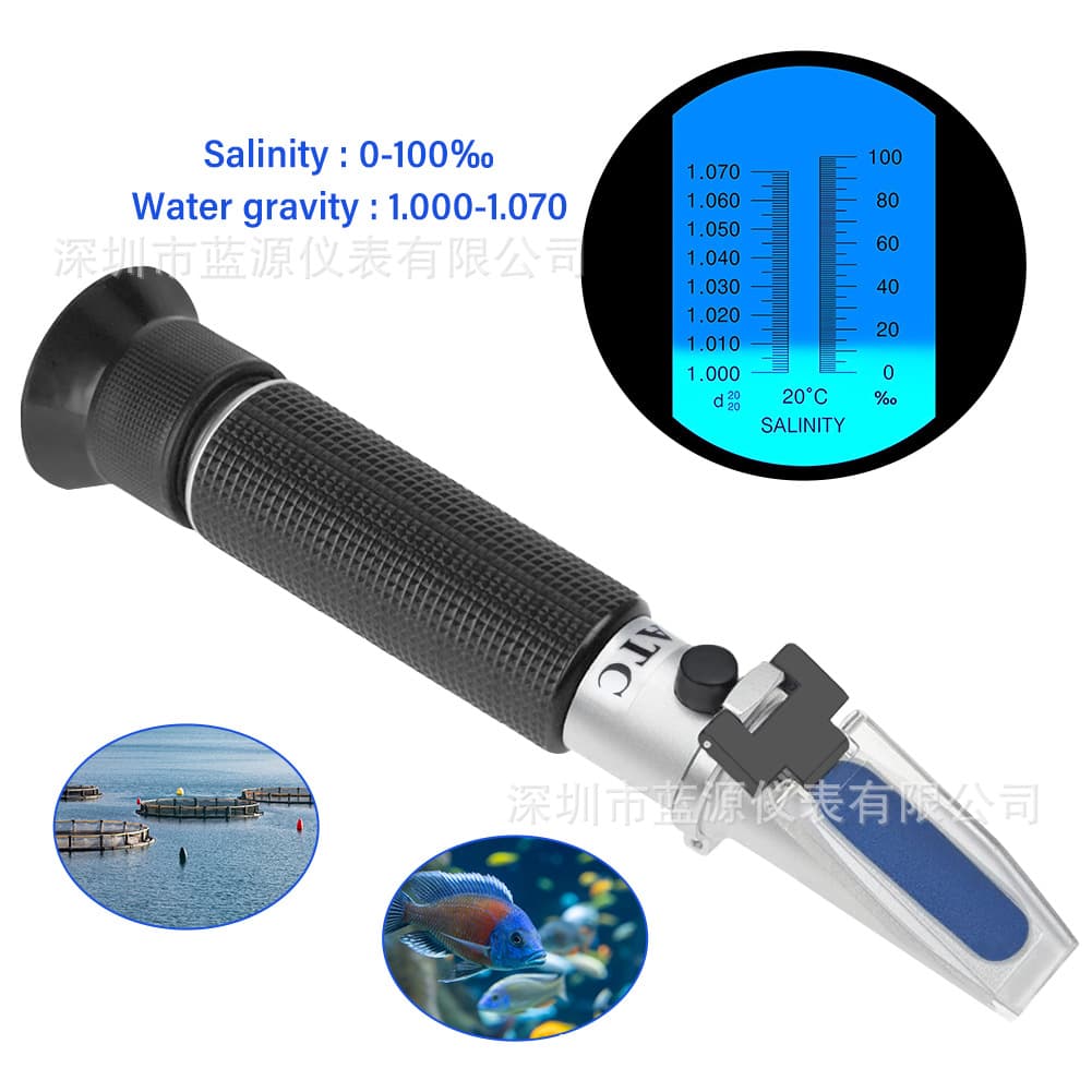 In-Stock Seawater Salinity Meter 0-100‰ Handheld Refractometer Optical Hydrometer for Marine Aquarium Fish and Shrimp Farming