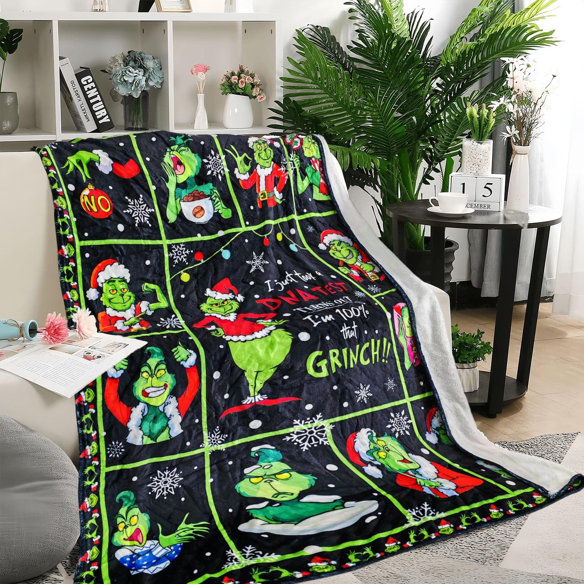 Christmas Cartoon Green Monster Blanket Christmas Decoration Flannel Blanket Digital Print Blanket Cross-border Exclusive