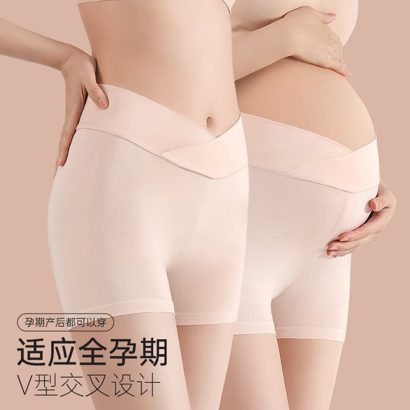 Maternity Safety Pants, High Waist V-Shape Cross Cotton Maternity Leggings, Breathable Women's Maternity Panties