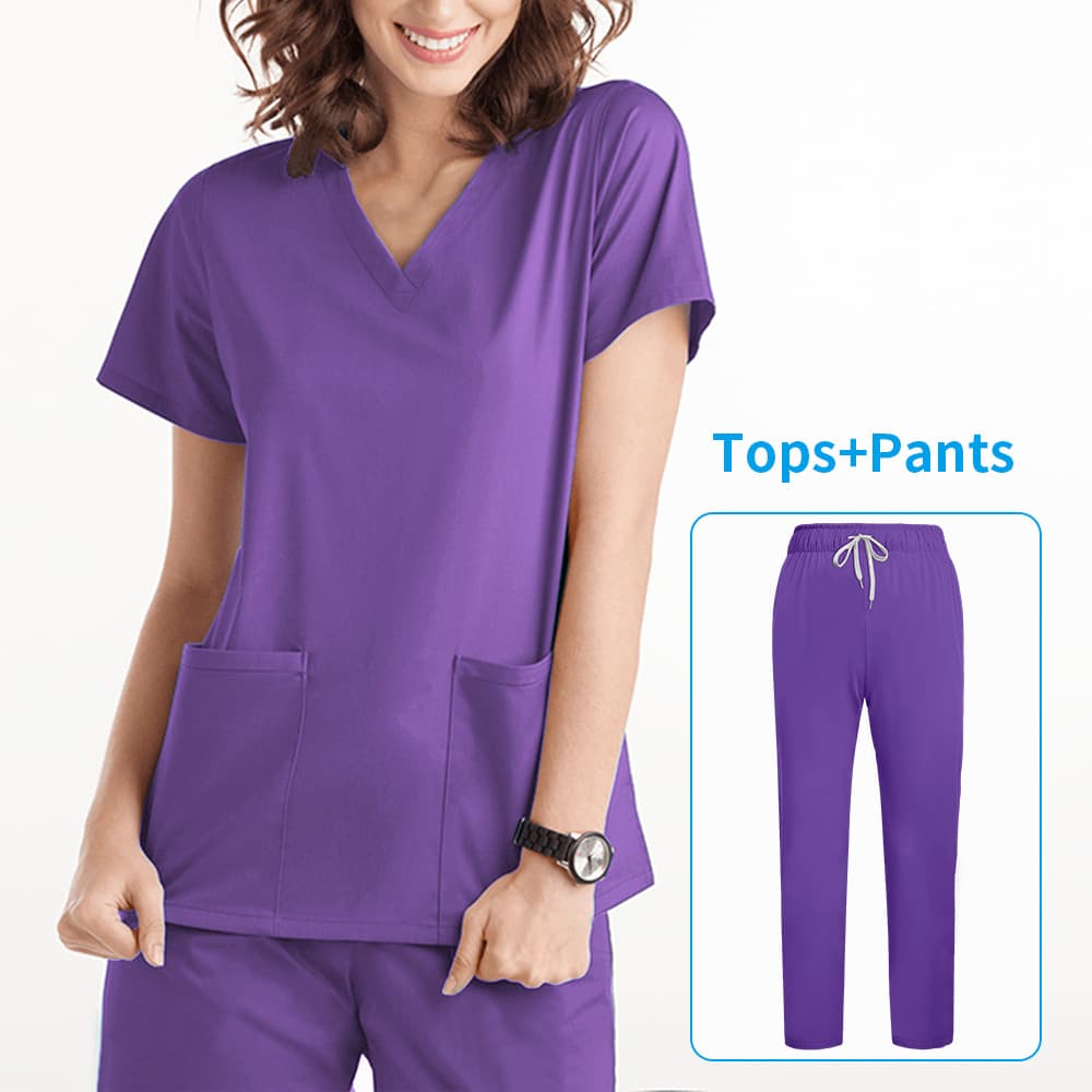 Amazon Operating Room Short-Sleeve Scrub Set for Women, Short T-Shirt Nurse Uniform, Surgical Gown, Isolation Gown, Medical Workwear