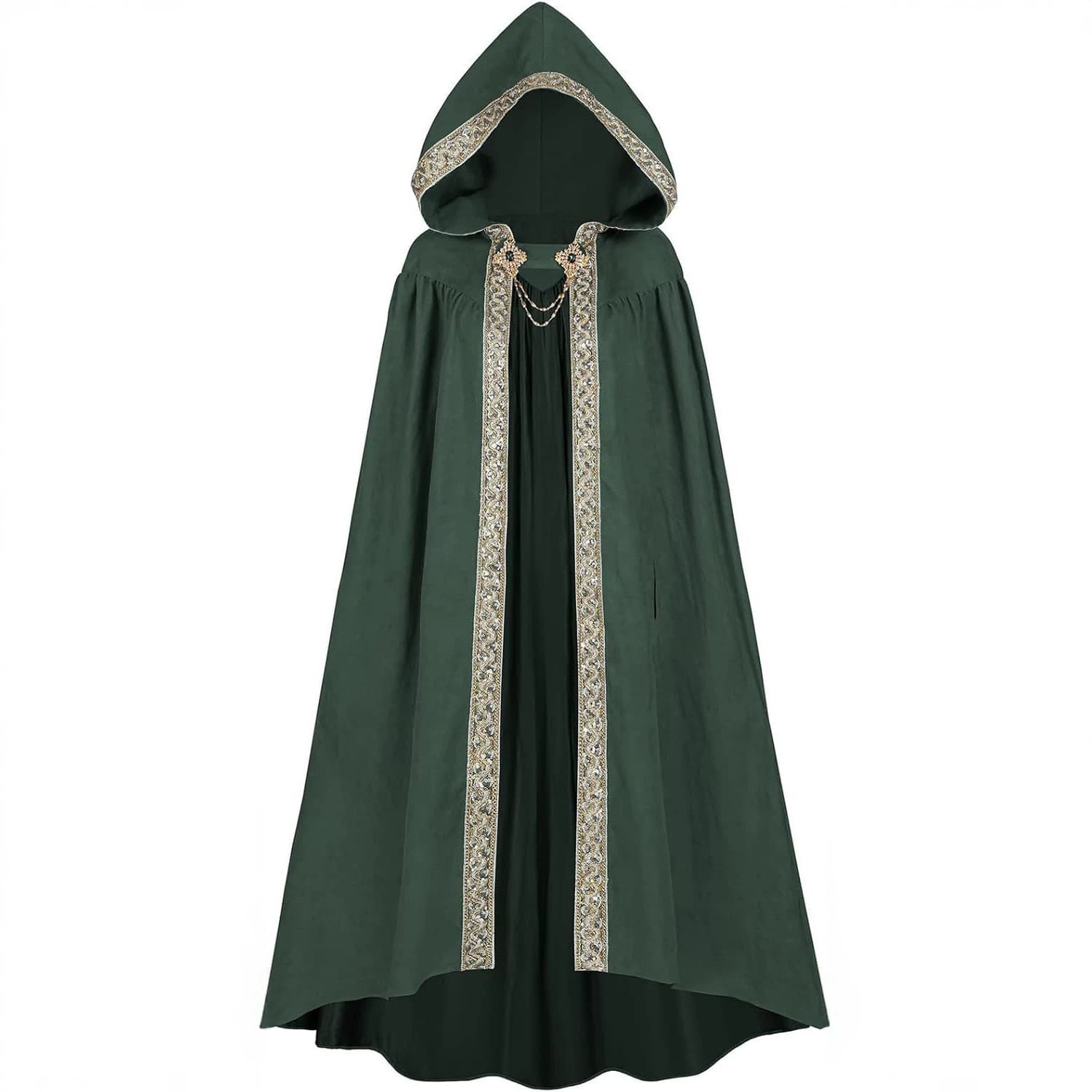 2026 New Suede Cloak Cape Stage Performance Medieval Hooded Cape Lace Cloak Costume