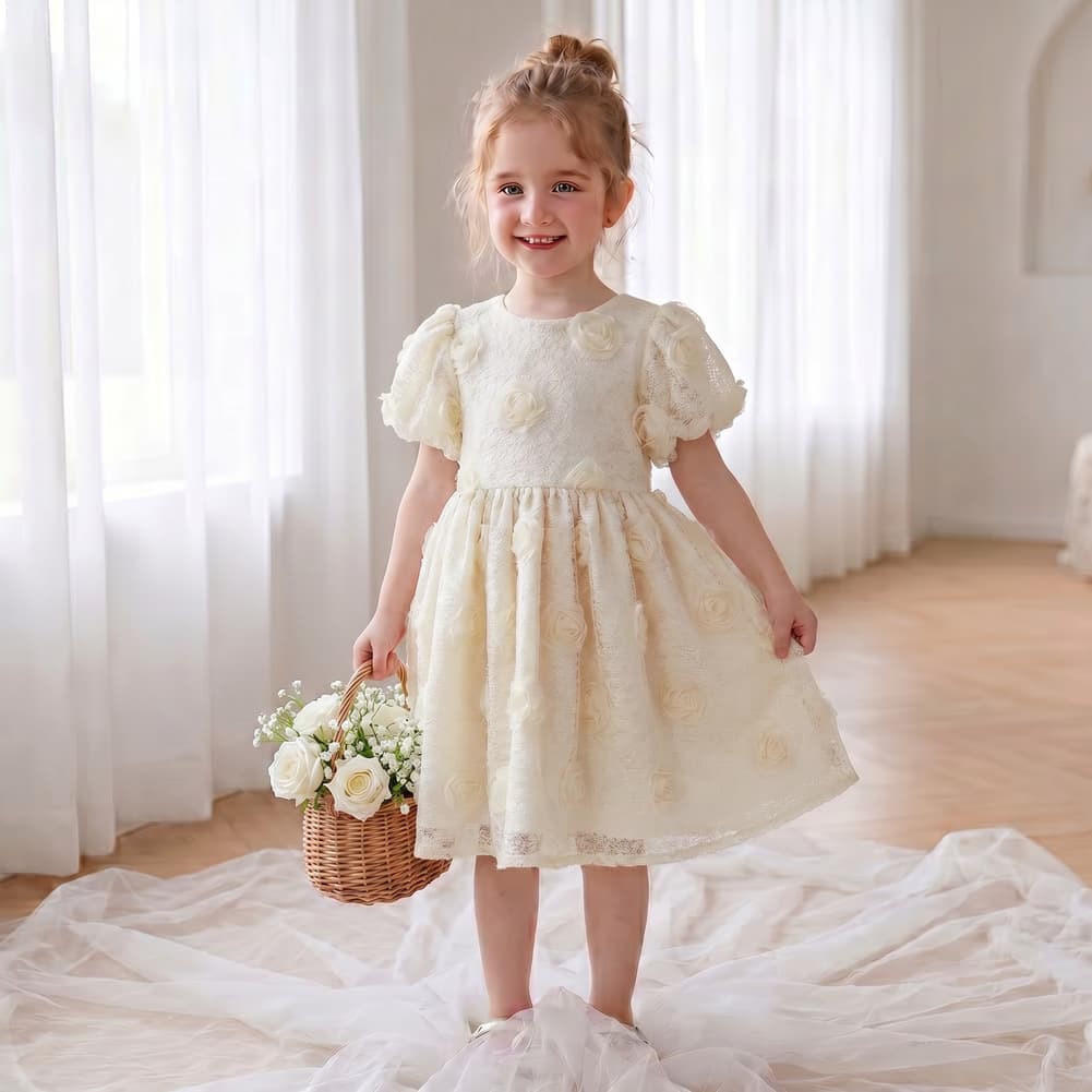 Girls princess dress costumes lavender purple lace three-dimensional flower tutu skirt small host costumes in stock
