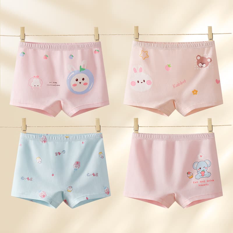 Children's underwear, girls' butt-free, pure cotton, flat-angle, Class A, 7A, antibacterial, small children, middle-aged children, big children's toe caps and four corners