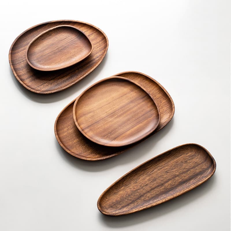 Walnut Wood Solid Wood Tray Plate Japanese Irregular Dinner Plate Creative Snack Plate Fruit Tray