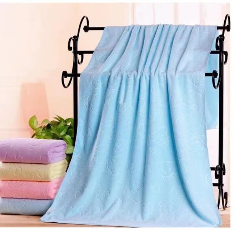 Microfiber Bath Towel Embossed Bear Adult Children Home Quick-Dry Soft Absorbent Thickened Bath Towel Beach Towel