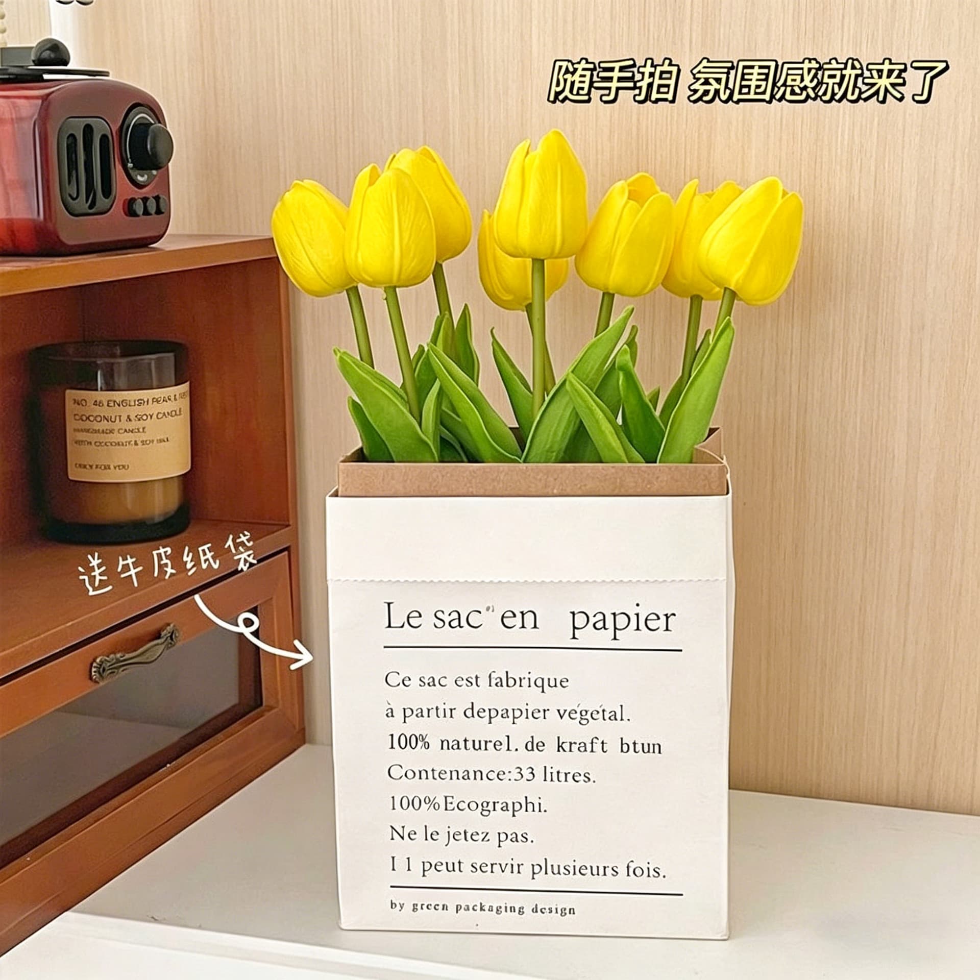 Mini tulip home decoration PU artificial bouquet simulated plant hand held wedding artificial flower landscaping props