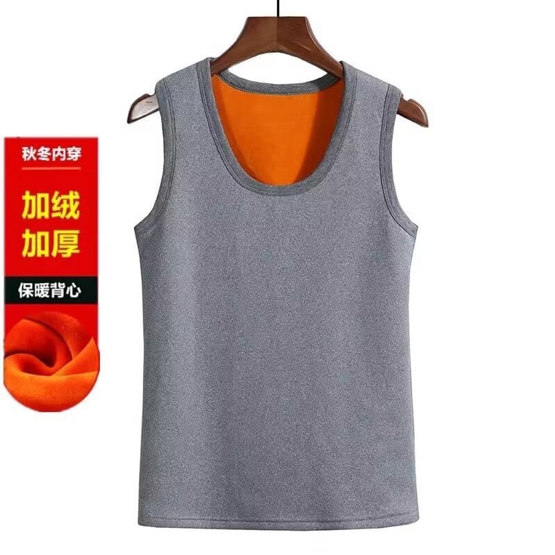New Winter Men's Vest Fleece-Lined Thick Thermal Undershirt Slim-Fit Round Neck Warm Vest Fashion