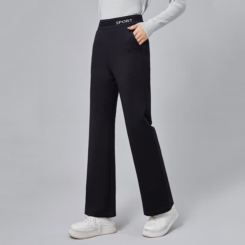 Winter White Goose Down Women's Wide-Leg Flared Pants High-Waisted Inner Liner Jogger Pants Slim Fit Long Pants for Outdoor Wear