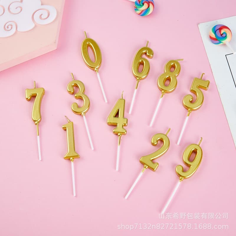 Gold Plated Number Candles 0-9 Birthday Decorations Cake Toppers PVC Box Set Digital Candles for Birthdays And Celebrations