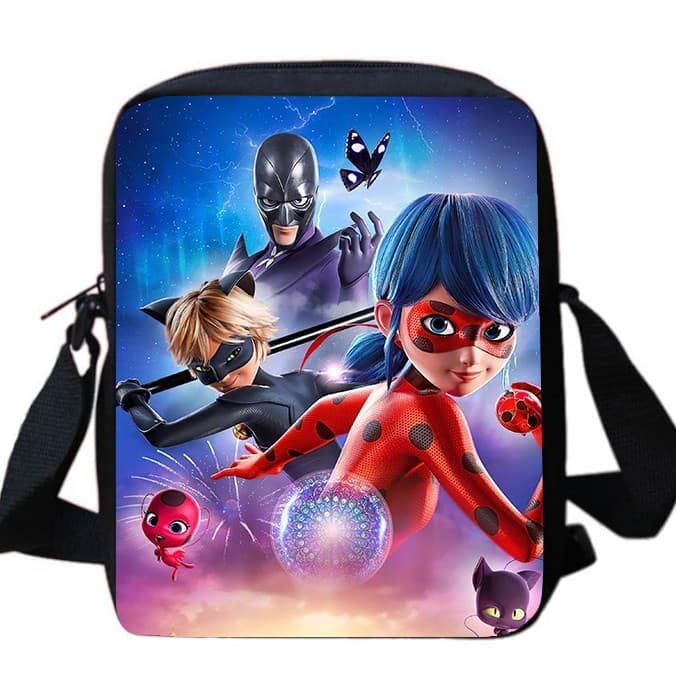 Animated crossbody bag for boys and girls, Miraculous movie character print, portable small shoulder bag