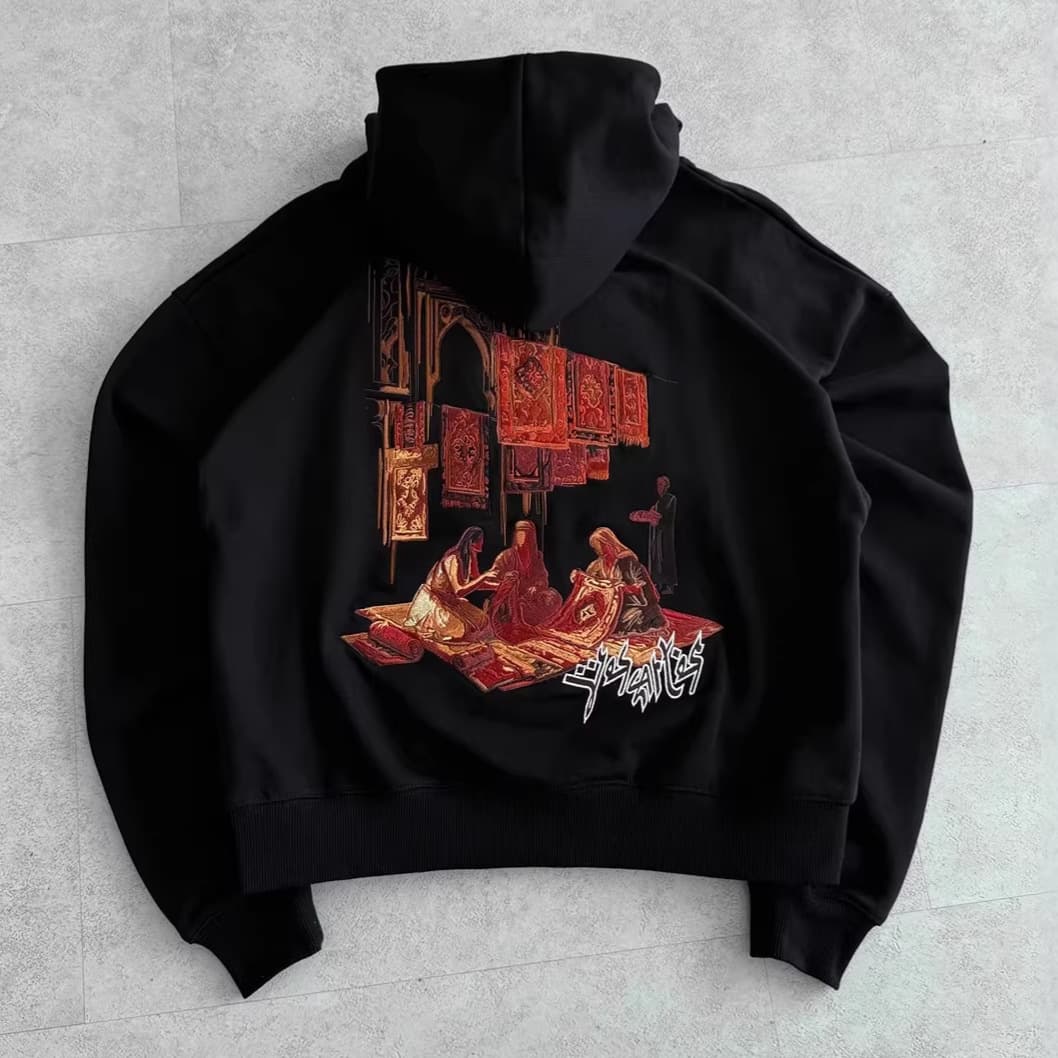 Cross-border trade European and American trendy brand hoodie Arima heavy embroidery hooded sweatshirt loose pullover hoodie
