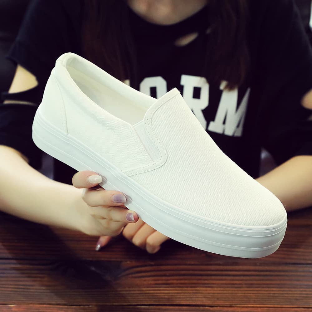 DF688 Thick-Soled Unisex Model 055 Wholesale 3cm Sole Thickness Sizes Canvas Slip-On Work Shoes, Runs One Size Larger
