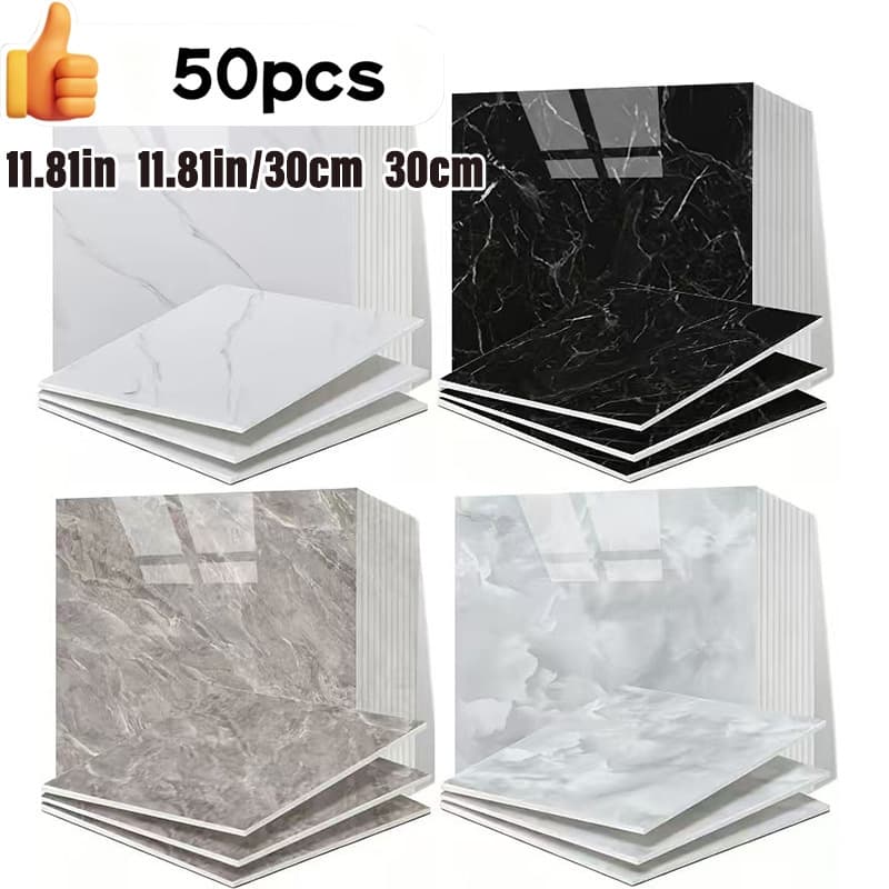 Aluminum Composite Panel Imitation Tile Self-Adhesive Wallpaper Waterproof Wallpaper Kitchen Bathroom Bedroom Accent Wall Home Self-Stick Wall Decal