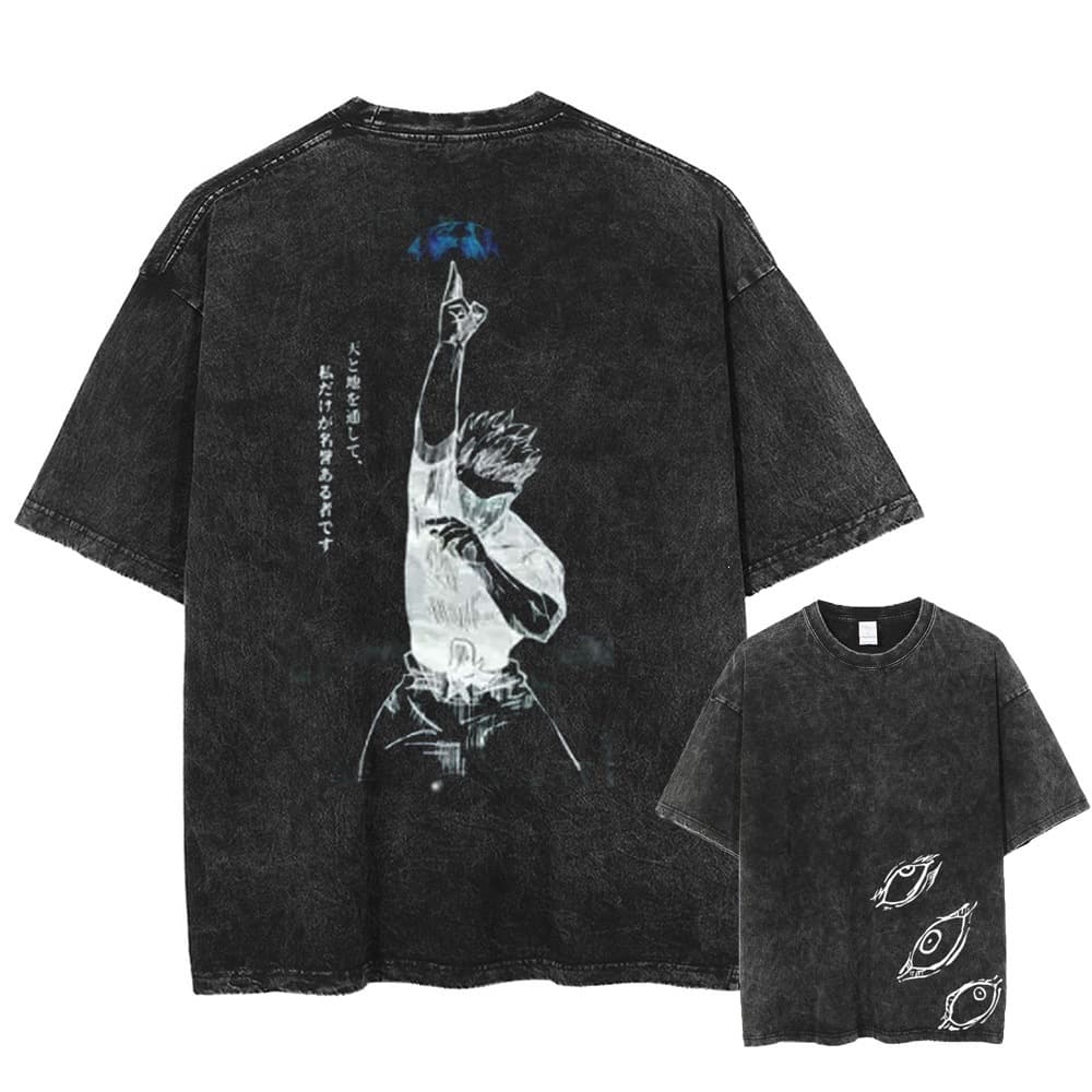 Gojo Satoru Jujutsu Kaisen T-shirt men's and women's T-shirt washed cotton T-shirt clothing summer short-sleeved T-shirt