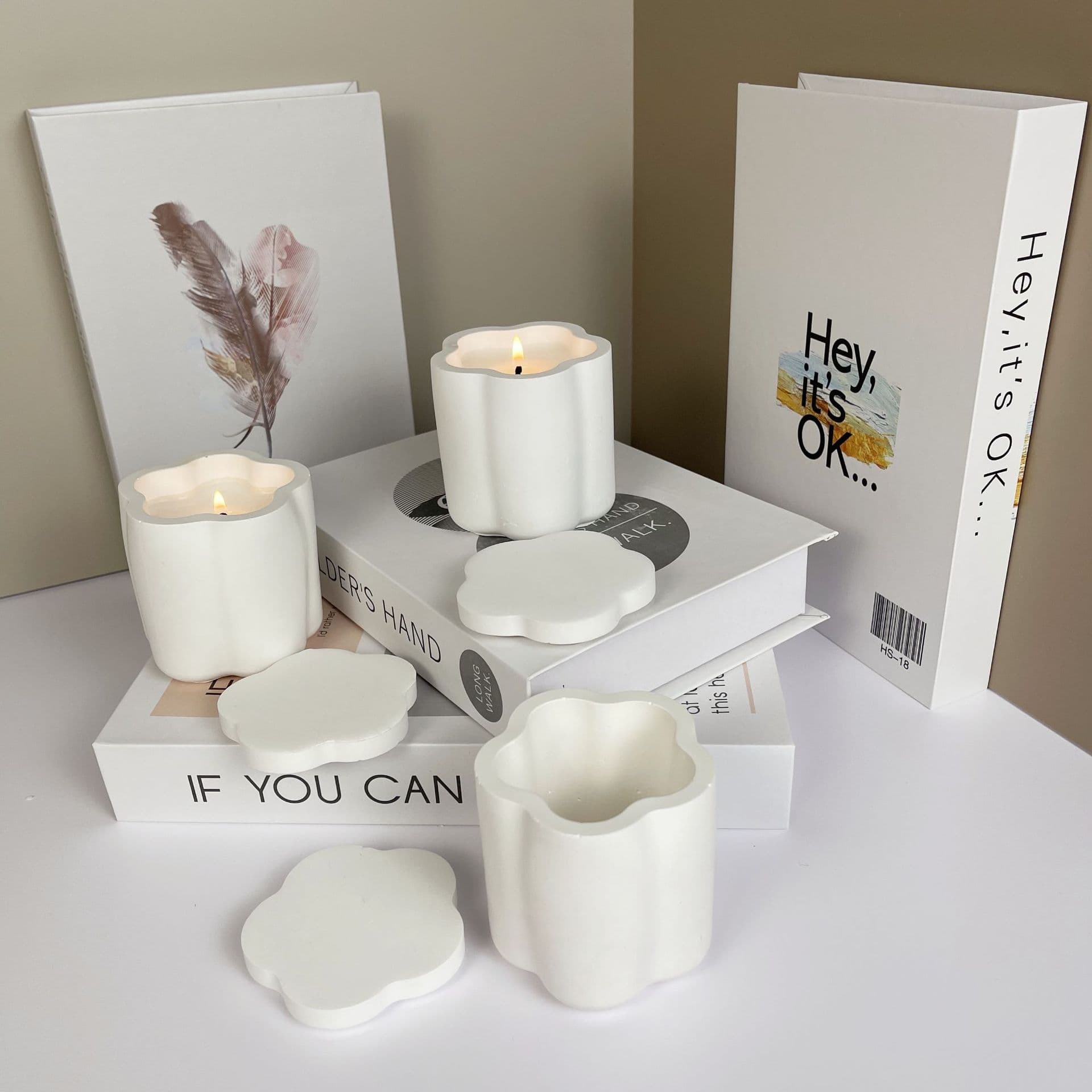 Cross-Border Fragrance Candle Container Empty Cup, Nordic Style Plaster Scented Candle Cup, Handmade DIY Beautiful Candle Jar