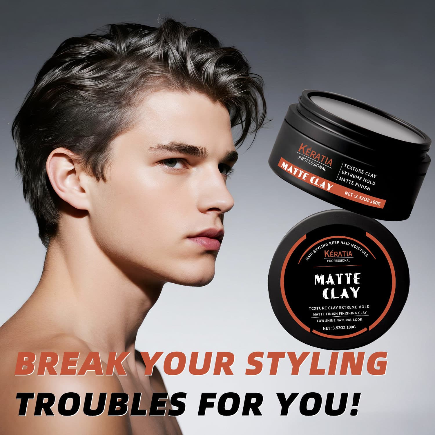 Spot cross-border matte powerful shaping hair mud matte long-lasting styling natural fluffy matte powerful shaping hair mud
