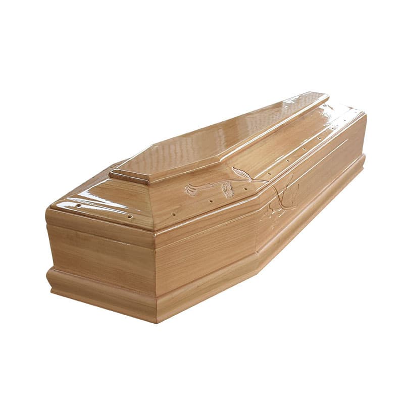 European-style Coffin Casket Funeral Supplies Paulownia Wood Coffin Cremation Urn Casket Solid Wood Coffin
