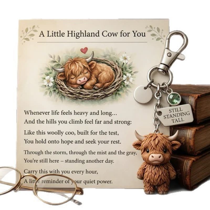 A Little Highland Cow For You Keychain Highland Cow Month Keychain