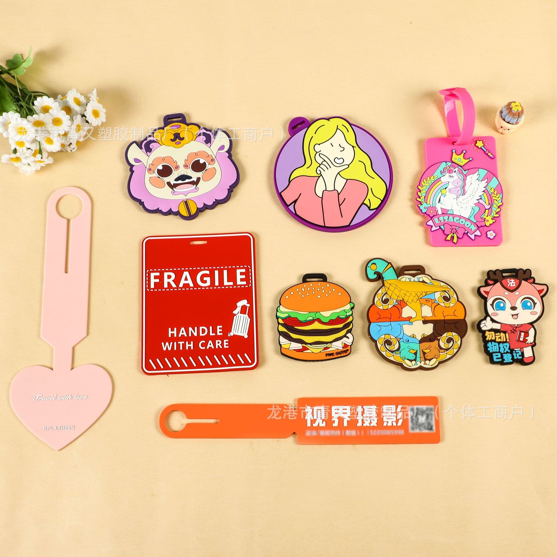 Custom PVC Soft Luggage Tag Silicone Hanging Tag Suitcase ID Tag Custom Boarding Pass Card Holder