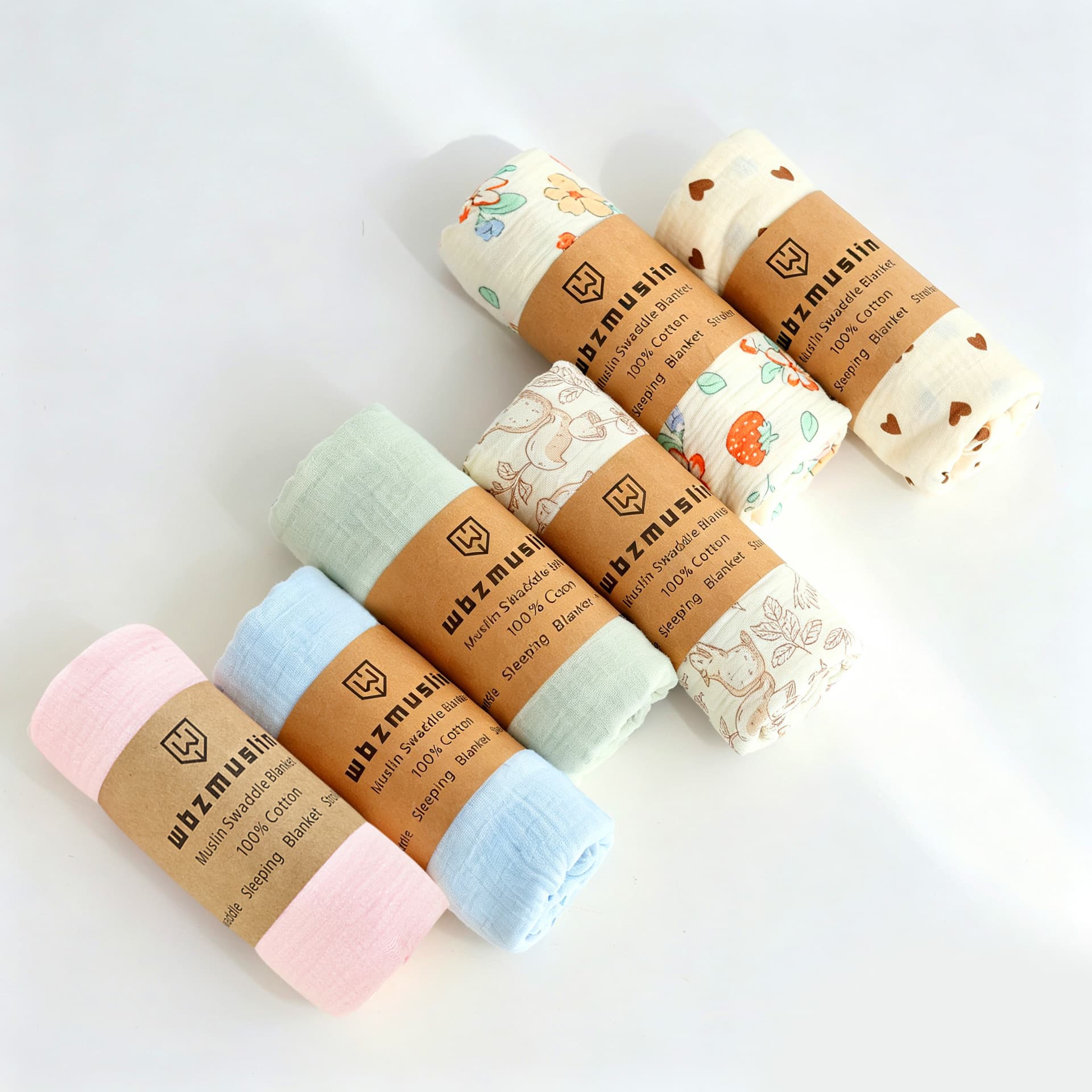 Baby Pleated Muslin Swaddle Blanket, Cotton Gauze Wrapping Cloth for Newborns, Burp Cloth for Infants and Toddlers