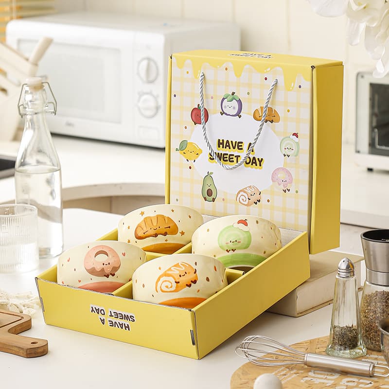 Cute Ceramic Bowl Home Use 2025 Yellow Glaze Baking Time Series New Rice Bowl Eating Bowl Exquisite Small Bowl