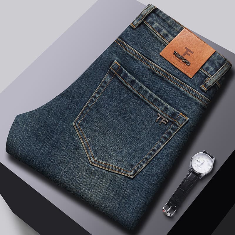 Guangzhou Xintang brand men's cross-border jeans men's black stretch small straight high-end pants foreign trade European goods