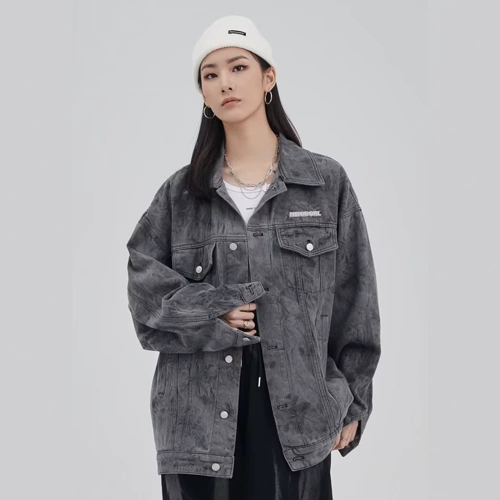 Autumn Hong Kong style denim jacket for men and women, simple and versatile Korean style trendy brand denim top jacket 2026 design sense
