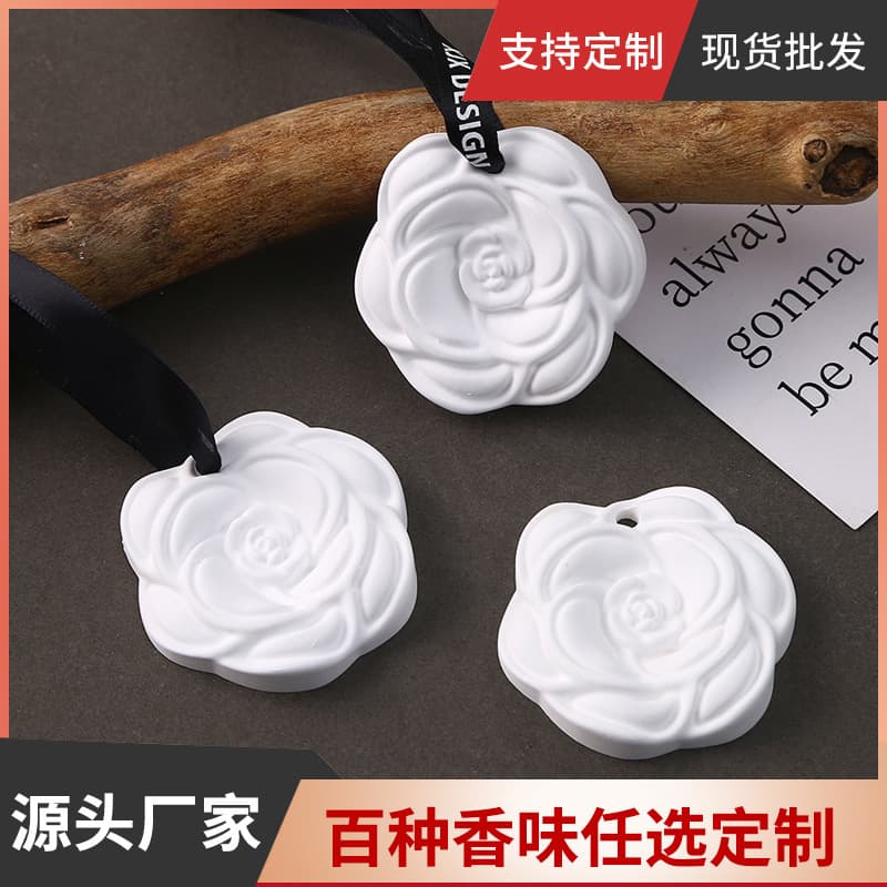 Camellia Solid Car Air Freshener Home Wardrobe Plaster Scented Card Gardenia Long-Lasting Fragrance Hanging Ornament