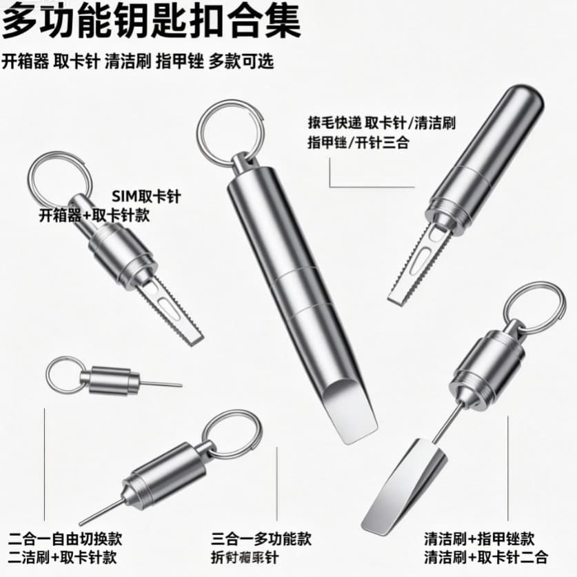 Suitable for mobile phone card removal, earphone cleaning pen, keychain sim battery compartment multi-function cleaning brush, earpiece cleaning